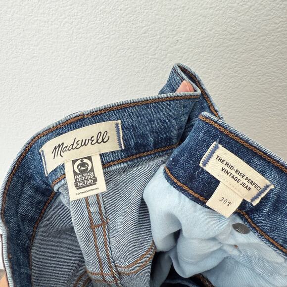 [Madewell] Mid-Rise Perfect Vintage Mom Jeans Knowland Wash Size 30 Tall 30T - Picture 10 of 12